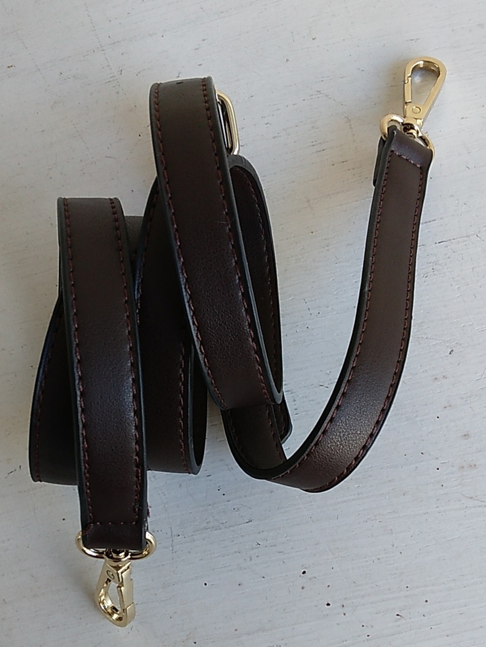 Dark Brown Crossbody Strap with Gold Clasps